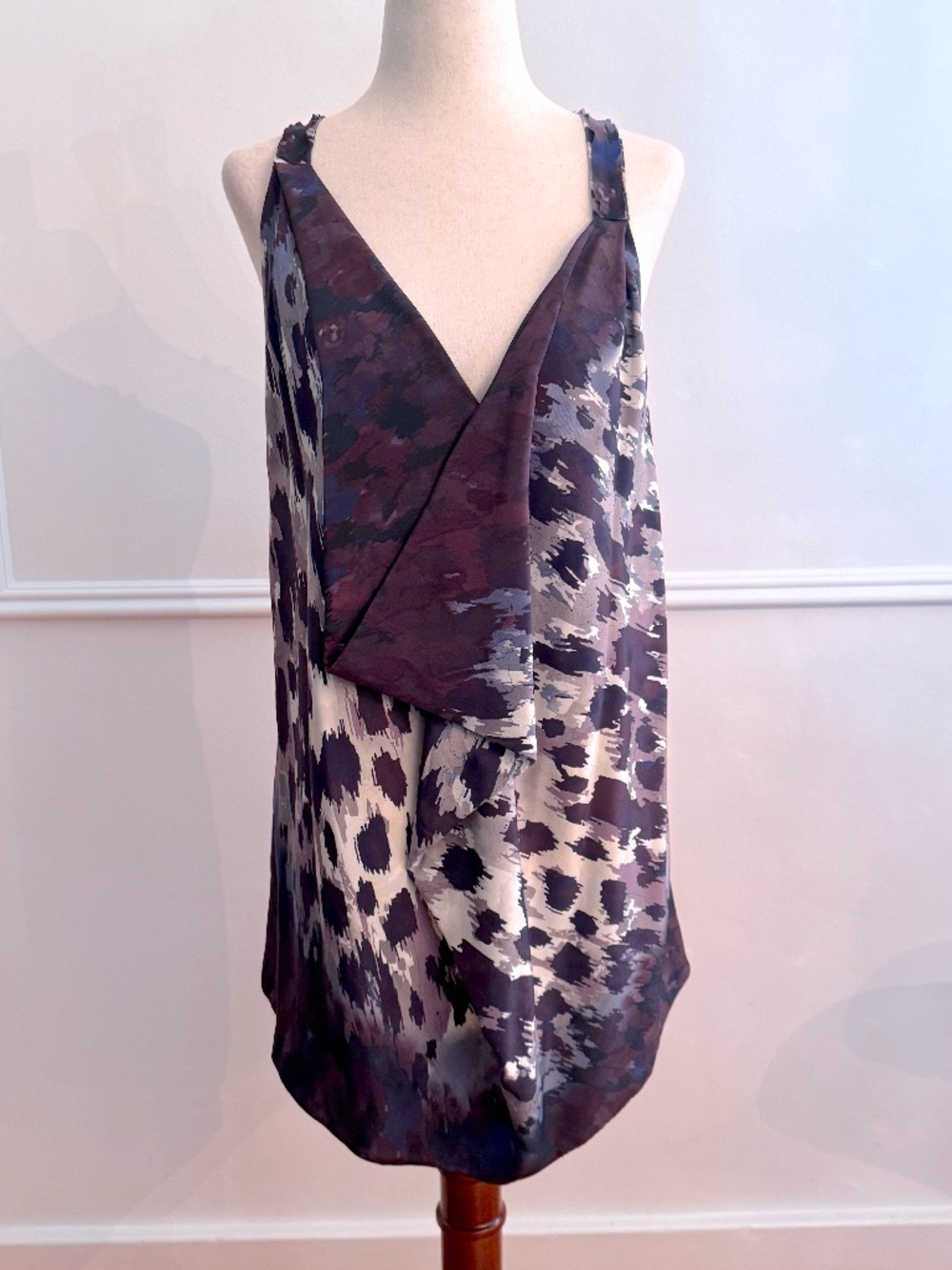 Robert Rodriguez Silk Abstract Print Draped Halter Tank Top Sz S/M